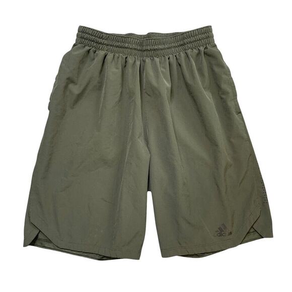 Adidas Shorts Mens M Forest Green Drawstring Elastic Waist Band Pockets Training - Picture 1 of 12